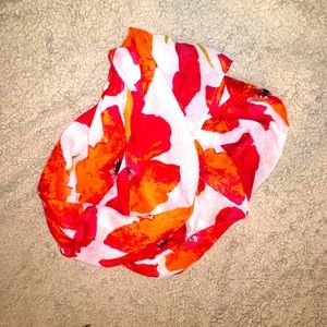 J Crew circle scarf, red/orange poppies